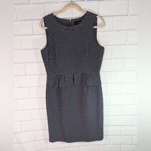 Tahari ASL Navy/White Ruffled Sheath Dress